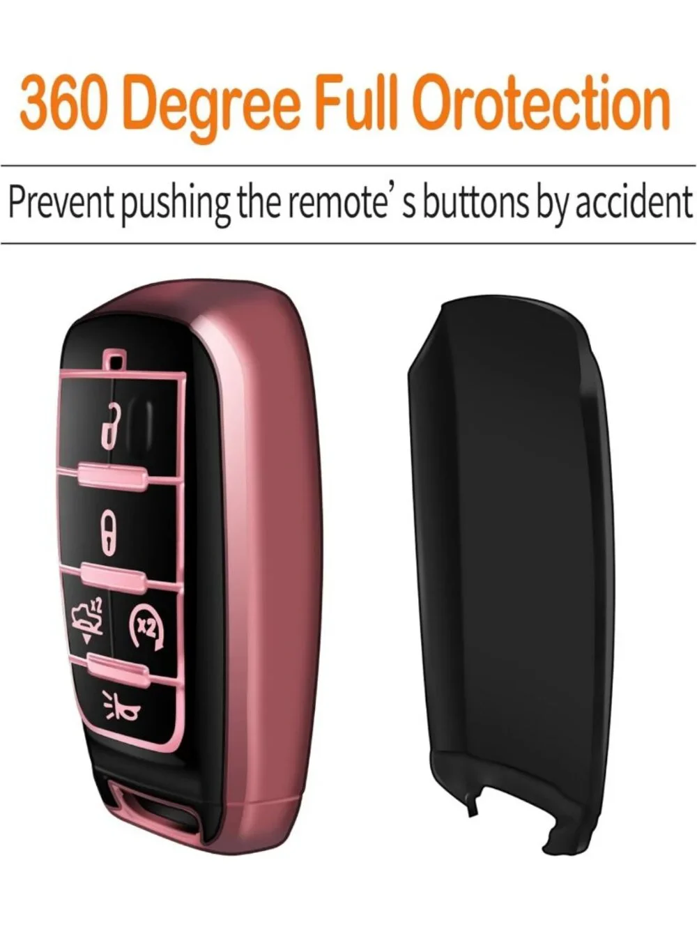 Soft Pink Key Fob Cover with Keychain - Full Protection for Dodge RAM 2019-2025